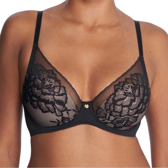 NWOT Natori 721150 Flora Contour Underwire Bra Black/White Mocha – Sz 32G - Picture 1 of 10